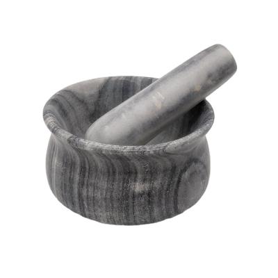 China Sustainable Natural Stone Marble Mortar And Pestle Set With Shape And Polish for sale