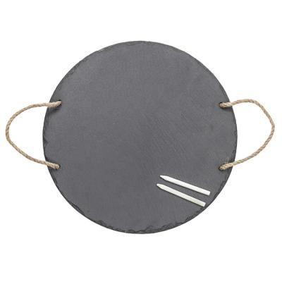 China Sustainable Round Slate Serving Dish With Handle Cheese Board Paddle for sale