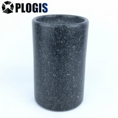 China Viable Natural Marble Cooler Containers Ice Storage Black Marble Ice Bucket for sale