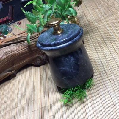 China Sustainable Solid Marble Pinch Pot Salt Cellar With Lid for sale