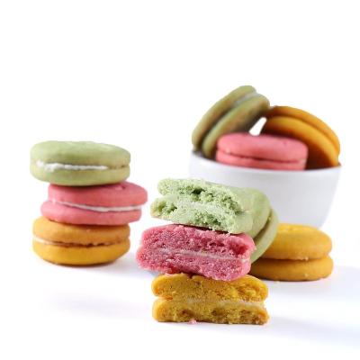 China Health Low Salt MAOLIN Macaron Sandwich Cookies Strawberry Lemon Peach Crispy Flavor 320g/box for sale