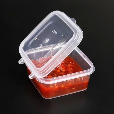 China Sustainable 3oz PP Disposable Custom Plastic Sauce Cup With Hinged Lid Plastic Cups For Sauce for sale