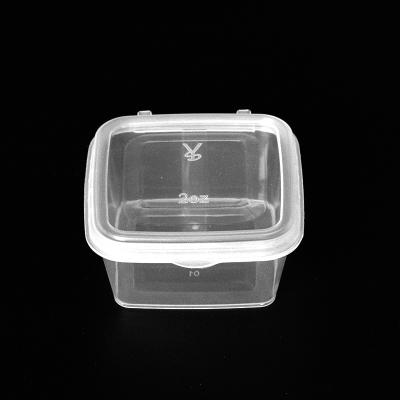 China Degradable Hot Viable Plastic Cup Safety Takeaway Plastic Sauce PP Material Transparent Square Plastic Cup for sale