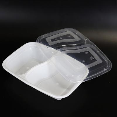 China 2 Compartment Plastic Take Out Food Packaging Containers Microwavable Food Bowl for sale