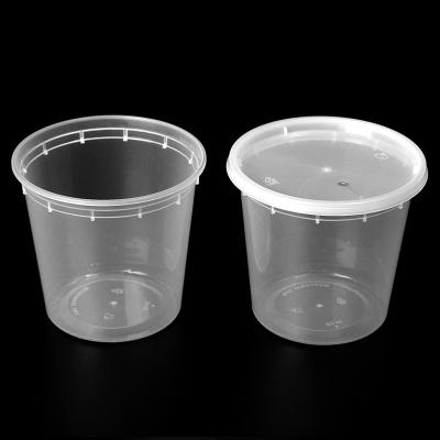 China 24OZ pp Disposable Takeaway Plastic Microwavable Soup Bowl With Cover for sale