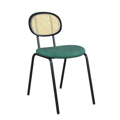 China 2021 Breathable New Arrive Simple Modern Breathe Dining Chair Metal Office Cafe Backrest Computer Rattan Living Room Chairs for sale