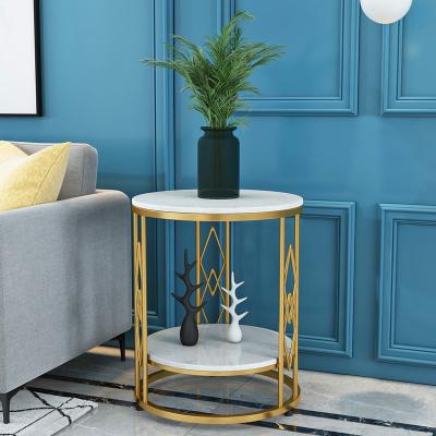 China Cheap wholesale modern metal luxury delicate coffee table light design fashion household tea table round marble side table Nordic for sale