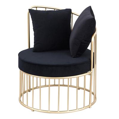 China Nordic Creative Velvet Sofa Chair Living Room Bedroom Furniture Girls Leisure Wholesale Light Iron Metal Wire Single Seat Luxury Accent Chair for sale