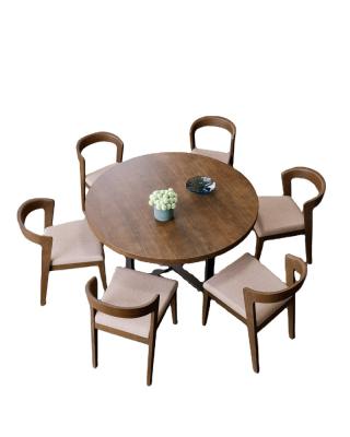 China Factory Foldable New Arrive Dining Room Furniture Set Solid Wood Round Solid Wood Restaurant Cafe Hotel Metal Legs Luxury Dining Table for sale