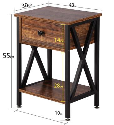 China Mini Factory Wholesale Modern Metal Frame Sofa Side Table Industrial Design Easy Assembly Bedroom Furniture Bedside Table With Drawer for sale