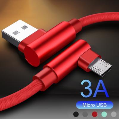 China High Quality 90 Degree 3A T-shaped Nylon Braided Micro USB Mobile Phone Data Cable for sale