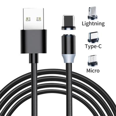 China 3A Magnetic Charger 3 in 1 Light Micro USB LED Cable Plug Around Fast Charging Mobile Phone Magnetic Cables Magnetic Cable Plug for sale