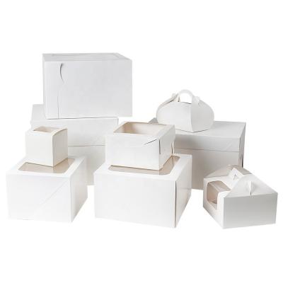 China Wholesale High Quality Luxury Disposable Food Donut Large Box Take Out Paper Box Cup Cake Boards With Window And Handle for sale