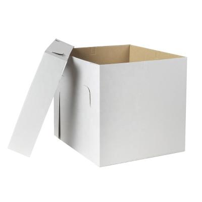 China Custom Printed Elegant White Square Disposable 4 6 8 10 12 Inch Corrugated Birthday Cake Paper Packing Box for sale