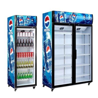 China Single-temperature commercial upright display cooler glass door pepsi cola drink fridge vertical refrigeration equipment for sale