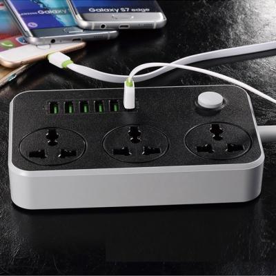 China 3 Way Outlets Power Socket Outlets With 6 Left Type Extension Power USB Outlets US/EU/UK Plug Recessed Mounted Power Socket S3662 for sale