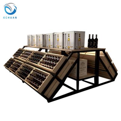 China Adjustable Shelves Shapes Shop Furniture Supermarket Gondola Wine Rack Wooden Beauty Gondolas No.ECHX08WI Liquor Bottle Shelf Display for sale