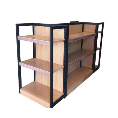 China Shelves Design Pet Supplies Market Display Device Luxury Wooden Double Sided Beauty Supply Island Gondola Shelving For Supermarket Store for sale