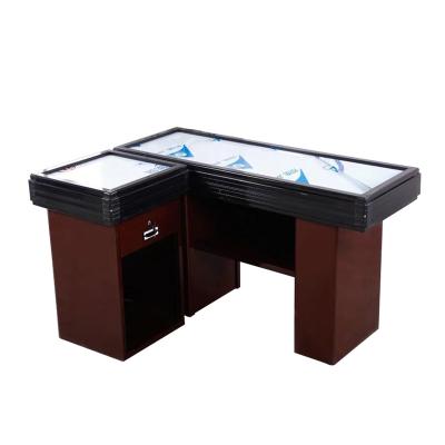 China Modern Metal Cashier Desk Furniture Commercial Design Shop Stationery Supermarket Grocery Combination Cabinet Convenience Checkout Cashier Desk for sale