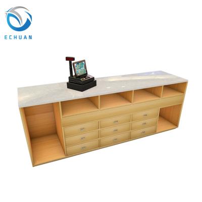 China Wooden Combination Cabinet Stationery Shop Furniture Design Gondolas Shelving Super Cashier Retail No de Mercado. ECHX01CD Gondola Checkout Counter for sale