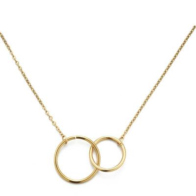 China TRENDY In Fashion Jewelry 316L Stainless Steel PVD Plated Gold Plated Two-Circle Pendant Necklace For Women for sale