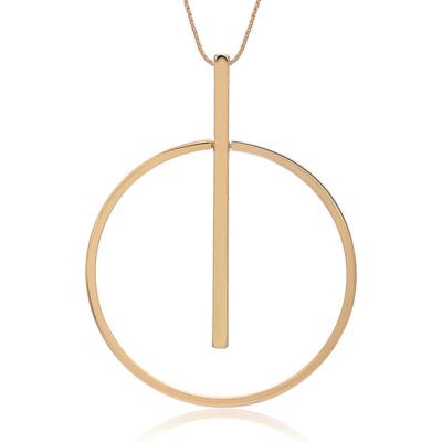 China Trendy Simple Round Pendant Necklace Minimalist Simple Gold Round Circle Women Necklace Custom Made Long Pendant Elegant for sale