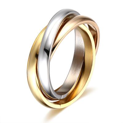 China Wholesale Stainless Steel Gold Plated Rings Environmental Friendly Three Couple Rings Personality Fashion Jewelry Stainless Steel Women for sale