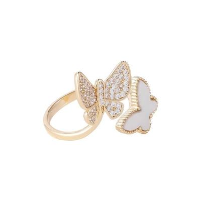 China New Korean exquisite double butterfly FASHION Ring Fashion Temperament Versatile Gold plated Ring Elegant Ladies Jewelry open for sale