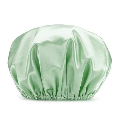 China Waterproof Satin Eva Bath Cap Double Layer Shower Hat Women Satin Sleep Hat Waterproof Hair Silk Hood for sale