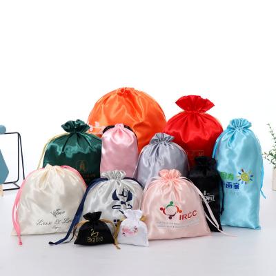 China Custom Logo Drawstring lingerie satin bag hood blindfold Acceptable Factory Satin Bag large with custom logo for sale