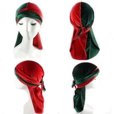 China Luxury Wave Tone Bandanas Headwear Men Durag Velvet Turban Two Colors Durag Covers Headband Hair Accessories Du Rag for sale