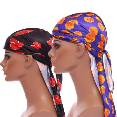 China Bandanas Logo Designer Print Men Durag custom made silk multifunctional fashion men's Durags turban rag for sale