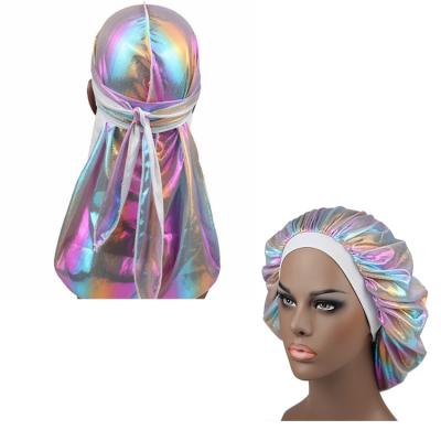 China Wholesale matching hoods durag silky durag factory and hood set her and her couple sets shiny sleeping hood for sale