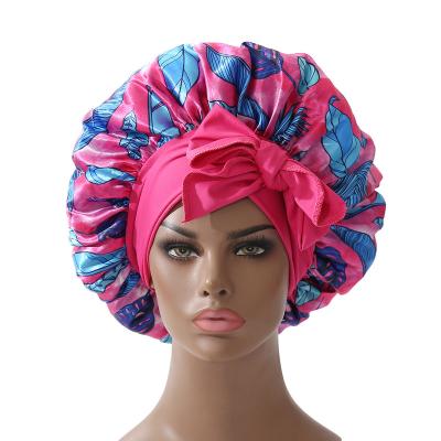 China High quality new style printed silk satin ribbon hair cap factory custom wholesale bonnet for sale