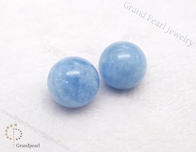 China None Gemstone 8mm_Loose Round Half-drilled blue green for jewelry making - semi-precious stone for sale