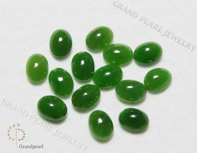 China Green Jade Good Quality Oval Nephrite Cabochon 10x8mm for sale