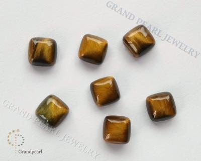 China Cabochon Cut Natural Calibrated Gemstone for Setting - 10x10mm Tiger Eye Square - Cushion Cabochons - Semi Precious Stone - Tigereye for sale