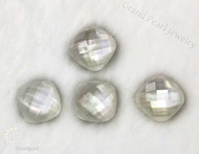 China None WIP Doublet Cabochon - faceted crystal with white MOP_10x10mm - semi-precious stone for sale