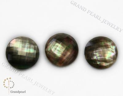 China None WIPES Doublet Cabochon - faceted crystal with black MOP_20mm - semi-precious stone for sale