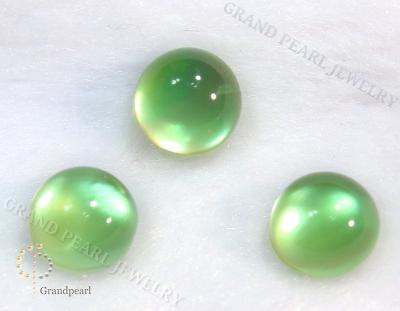 China None WIPE Doublet Cabochon - faceted green crystal with white MOP_10mm - semi-precious stone for sale