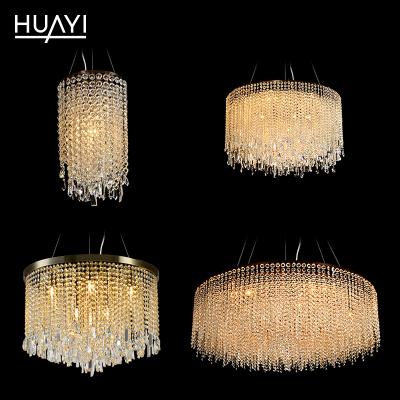 China Modern Custom Decoration Chrome K9 Brass Crystal Luxury HUAYI Project Restaurant Lobby Chandelier Large for sale