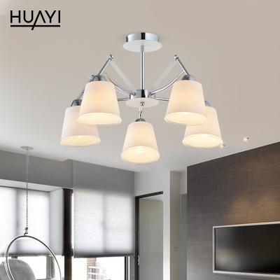 China New Luxury Style Home pendant light HUAYI villa iron model antique chrome vintage indoor E14 glass for sale