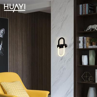 China HUAYI Excellent Quality Gold Black Hotel Modern Indoor Corridor 7W LED Staircase Corridor Modern Decorative Wall Light for sale