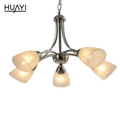 China Nordic Modern Home Indoor Metal Villa Style HUAYI Chandelier Glass Light Modern Decoration Energy Saving for sale