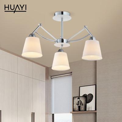 China Modern HUAYI Style Living Room Outdoor Mounted Villa Iron E14 Chrome Antique Gold Contemporary Glass Ceiling Light for sale