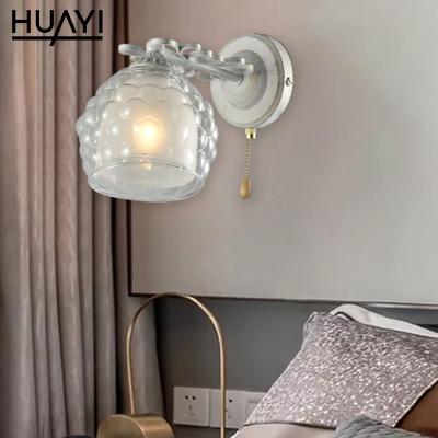 China HUAYI Modern Popular Product Style Living Room Bedroom Iron Glass E14 Wall Lamp for sale