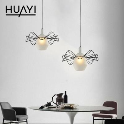 China HUAYI New Arrival Modern Cheap Price Iron Lamp Body Indoor Hanging Chandelier Pendant Light 60w Living Room Bedroom Light for sale