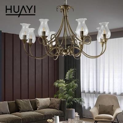 China HUAYI Europe modern style indoor decoration lighting dining room villa retro LED chandelier pendant living room for sale