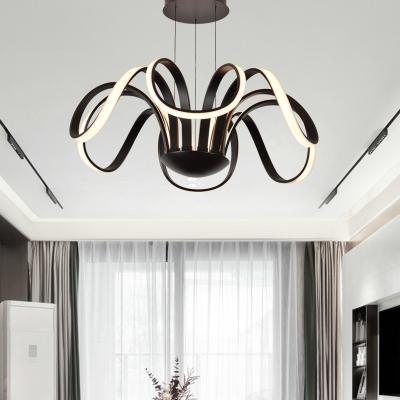 China HUAYI Good Quality Modern Home Living Room Decoration Iron Black LED French Pendant Light Chandelier for sale