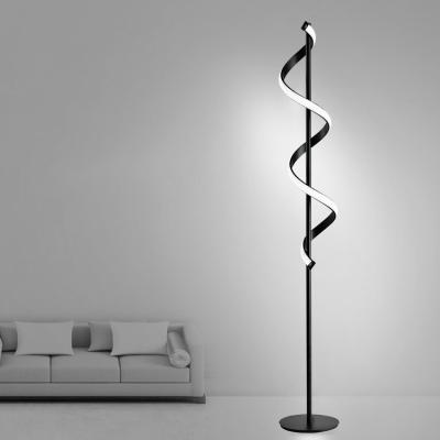 China HUAYI Living Room Hotel Decoration Matte Black Aluminum Modern LED Floor Light for sale